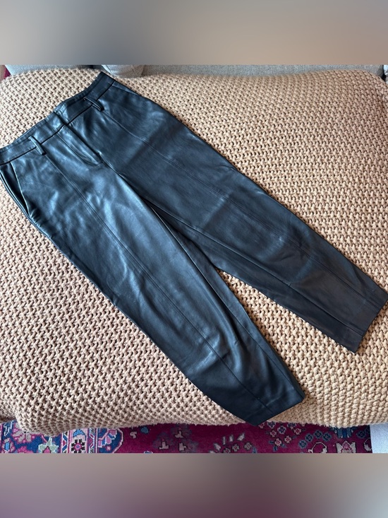 Ann Taylor Pants - Ann Taylor Petite Faux Leather Pants 4P Black Straight Leg High Rise Career Chic